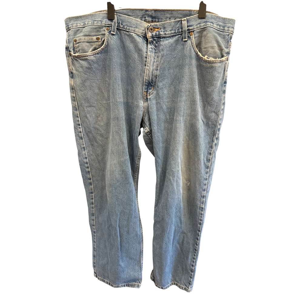 Faded Glory Mens Light Wash Straight Leg Denim Jeans 42x32 Blue Cotton JK3
